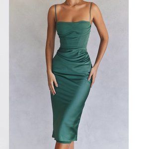 FOREST DRAPED CORSET MIDI DRESS